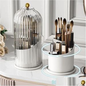 Förvaringslådor BINS KOSMETISK BOX MED LID LIPSSTICK EYEBROW PENCIL HOLDER 360 ﾰ ROTATION Makeup Brush Eye Shadow Upcale Badrum Dro Dhjba