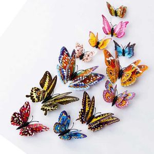 Magnesy lodówki świetliste lodówki magnesy 12pcs 3D motyl design naklejki sztuka naklejki pokój dekoracja domu