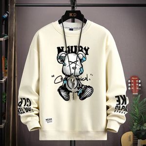 Herbst Herren Sweatshirt Cool Bear Print Langarm T-Shirt Mode Kleidung Khaki O Neck Harajuku Exklusives Design Top 240112