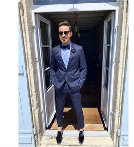 Men's Suits Casual Blue Men Custom Made Breathable Man Suit Cool Tailor Summer Wedding Attire For 2 Pieces Jacket Pant