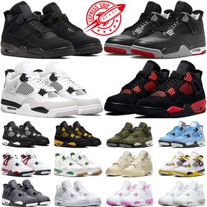 Erkekler 4 Basketbol Ayakkabı Jumpman 4s Groed Reimained Kara Kedi Kırmızı Çimento Thunder Askeri Siyah Zeytin Yelken Pembe Oreo Serin Gri Mens Trainers Sneakers