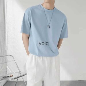 メンズTシャツ春夏のTシャツファッションカジュアルルーズプルオーバーストレートラウンドNEシンプルなシンプルな色新しいメンズクロイン2023YOLQ