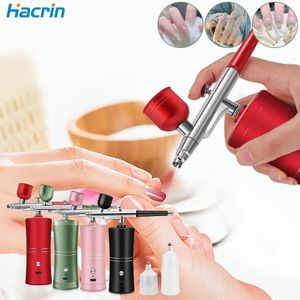 Portable mini nail air brush with spray gun equipped with compressor kit used for nail art processing pastry model paint nano spray gun 350Kpa 240113