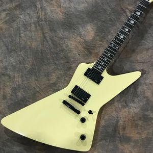 Em estoque metálico James Hetfield Creme Amarelo Guitarra Elétrica China EMG Pickups EET FUK Inlay Grover Tuners Hardware Preto