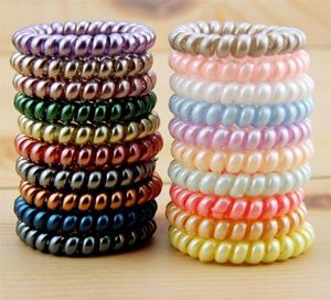 New Women Scrunchy Girl Hair Coil Rubber Hair Bands Ties Rope Ring Ponytail Holders Telephone Wire Cord Gum Hair Tie Bracelet6460215