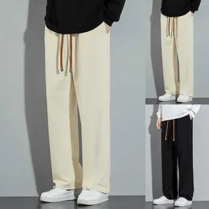 Pantaloni da uomo Casual da uomo semplici con coulisse in vita elastica pantaloni sportivi dritti allenamento in tinta unita allentato gamba larga