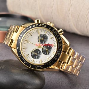 138 Nya lyxiga mäns sex nål multifunktion TimeKeeping Quartz Wrist Watch Solid Band Calender Function Watch Law