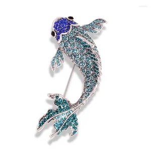 Broches na moda broche para mulheres feminino cor prata carpa peixe cristal jóias presentes presente gota