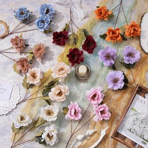 Simulation 3 Gardenia Fake Flower Silk Flower Wedding Decoration Arrangement Flower Arrangement Props Tianjin Factory Outlet Y-