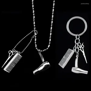 Pendant Necklaces Tools Hair Dryer/Scissor/Comb Pendants Necklace For Men Women Barber Shop Dresser Present Collier Creative Jewelry