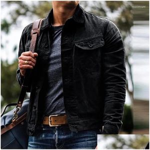 Jaquetas masculinas homens vintage cera de óleo jaqueta lona algodão cáqui uniforme militar luz casual trabalho safari estilo roupas entrega gota otyk7