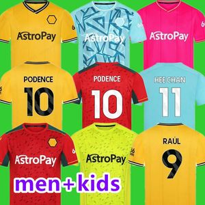 23 24 SARABIA Wolves Camisas de futebol RAUL MATHEUS NETO NEVES TRAORE Wanderers CUNHA PODENCE LEMINA HEE CHAN Wolverhampton Camisas de futebol Homens Kit Kids uniformes