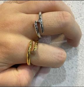 Original designer 3mm nagel skruv ring 18k guld silver ros