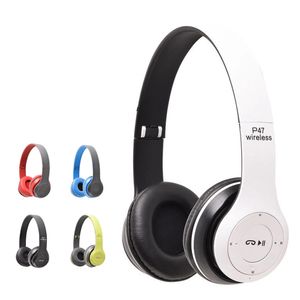 Hörlurar P47 Trådlösa hörlurar Bluetooth 5.0 Earpone With Memory TF Card Audifono FM Game Headset Earbuds för iPhone Samsung Huawei