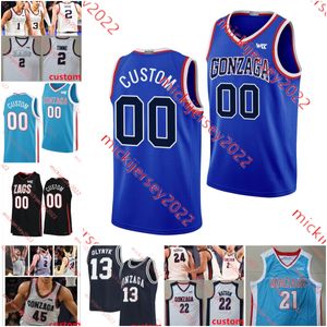 Jalen Suggs Drew Timme Gonzaga Bulldogs Jersey de basquete Zach Collins Silas Melson Johnathan Williams Rui Hachimura Brandon Clarke Personalizado Mens ZAGS Jerseys