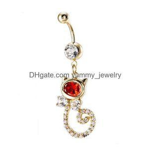 أزياء y cat catmer personal belly belly rings zircy zircon هدية هدية جسم المجوهرات إسقاط تسليم dhtiz