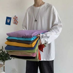 Men's T-Shirts Privathinker Trendy Brand Quality Cotton Tops For Men Solid Color Long Sleeve Casual T-shirts Loose Autumnn New Male Tee Shirtsephemeralew