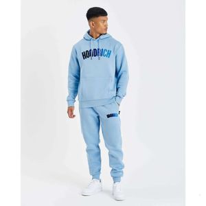 2023 Sports Hoodrich Tracksuit Letter Ręcznik Haftowa zimowa bluza z kapturem dla mężczyzn kolorowy niebieski solidny topeater tani loe