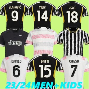 23/24 JUVENTU SOCCER JERSEY HOME FANS Wersja Di Maria Vlahovic Pogba 2023 2024 BONUCCI Piłka nożna Zestaw Di Maria Soccer Maglie da Calitio Men Set Set Kids Set