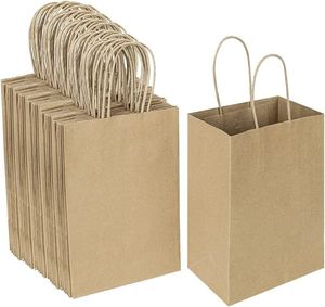 Kraft Bag Paper Gift Bags Reusable Grocery Shopping Bags for Packaging Craft Gifts Wedding Business Retail Party Bags