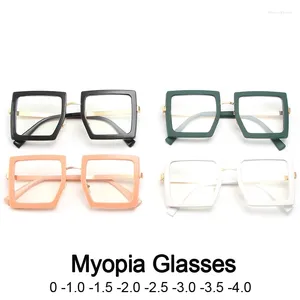 Sonnenbrille, übergroß, Minus-Brille für Damen und Herren, dicker Rahmen, Anti-Blaustrahlen-Brille, luxuriöse, klare Computer-Myopie-Brille mit Dioptrien