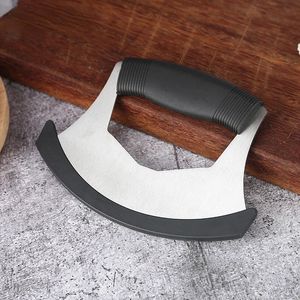 Salad Chopper Rocker Knife for Disabled One Handed Use Mincing Chopper for Vegetables Pizza Cutter Rocker Roller with Cover 240113