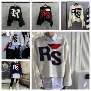 Kadın Sweaters Erkek Sweaters Erkek Hoodies Sweatshirts Raf Simons 2023SS Yeni Klasik RS Mektupları Kısa Uzun Kollu Yuvarlak Yuvarlak Boyun Örgü Yün Süvari N5