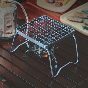 Grill Stand Outdoor Camping Stainless Steel Bracket Portable Foldable Mini Gas Stove Accessories Charcoal Tools 240124