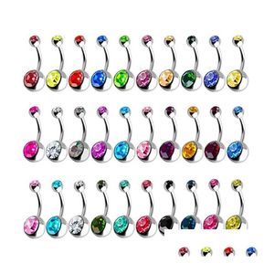 Belly Button Ring Surgical Steel Hypoallergenic Lead And Nickel 14 Gauge Navel Piercing Body Jewelry Mixed Colors For Drop Delivery Otgeh