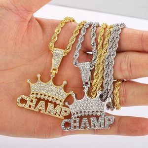 Hänge halsband mästare kronhalsband och 4mm repkedja stiliga smycken hiphop charm för kvinnor män