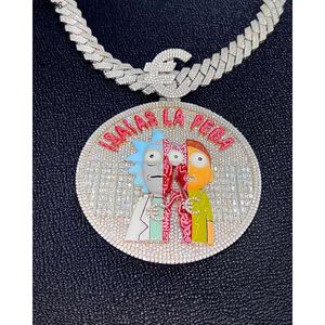 Fabriksanpassad höftpop S925 Silver 9K 10K 14K 18K Solid Gold Pendant VVS1D Moissanite Cartoon Characters Circle Pendant