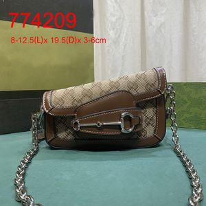 primavera 2024 serie 70a borsa a tracolla di design con pochette combinata in rilievo catena di alligatore moda borsa a tracolla da donna di lusso Horsebit 1955 774209