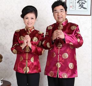 Heißer Verkauf Neue Chinesische Art Männer Frauen Satin Jacken Bestickt Tang-anzug Langarm Tops Geburtstag Neujahr Party Casual Mantel Größe M L XL XXL XXXL
