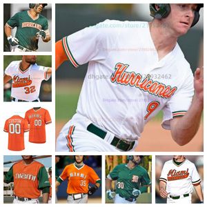 Custom Miami Hurricanes Baseball koszulka All Szygowane męskie koszulki 7 Jack Scanlon 34 Jd Jones 61 Carlos Perez 2 CJ Kayfus 4 Blake Cyr 19 Dominic Pittelli