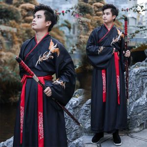 Stage Wear Cinese Hanfu Coppie Stampa tradizionale antica Rosso Nero Imposta Uomo Donna Carnevale Costume Cosplay Taglie forti XL