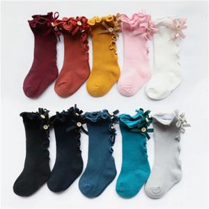 10 Pcs/lot Toddler Baby Cotton Socks Sweet Bows Skarpetki Winter Long Beenwarm Leg Warmer For Kids born Soft Knee High Socks 240112