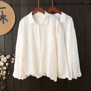 Women's Blouses Women Lace Embroidery Blouse Shirts Elegant Formal Long Sleeve Solid Office Lady Flower Hollow Tops Clothing