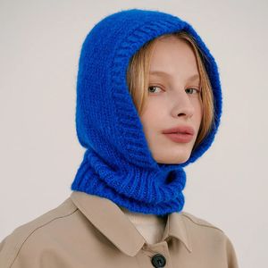 Berretti lavorati a maglia di lana 20% scaldino invernale unisex cappello con cappuccio collo collo sciarpa berretto per uomo donna cappelli berretto da sci cappello freddo passamontagna 240113