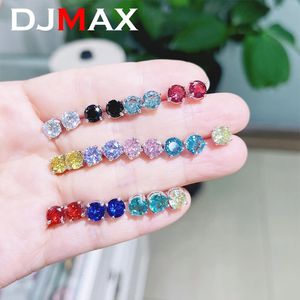 DJMAX 032ct Stud Earrings for Women Original 925 Sterling Silver Mutiple colors Lady Diamond 240112