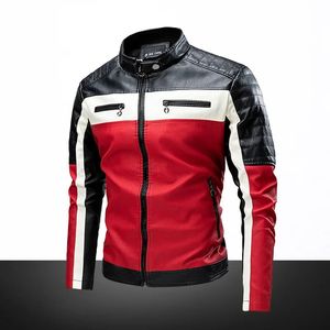 Мужская осенняя куртка-бомбер, байкерская куртка на молнии, мотоциклетное пальто из искусственного меха, мужская флисовая куртка-пилот, винтажная черная, красная, коричневая куртка из искусственной кожи 240113