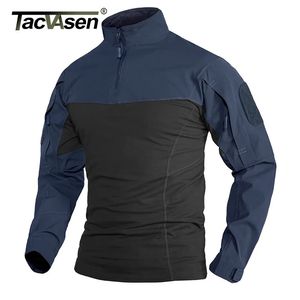 TACVASEN 14 Zipper Ripstops T-shirts With Zipper Pockets Mens Long Sleeve Tactical T-shirts Work Tees Tops Pullover 240112