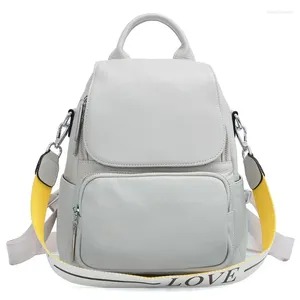 School Bags Genuine Leather Fashion Simple Female Backpack Panelled Small Designer Bag Girls Satchel Rucksack Shoulder