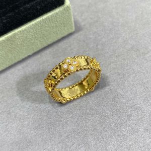 Anello di trifogli di alta qualità con diamanti per donna uomo S925 argento sterling 18k oro trifoglio caleidoscopio anello marchio di moda favore di partito classico regalo di gioielli di lusso