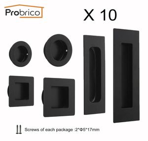 Probrico 10pcs Flush Recessed Handles Black Cabinet Door Hidden Pulls Drawer Knob Sliding Door Handle Finger Pull Door Hardware T24723653