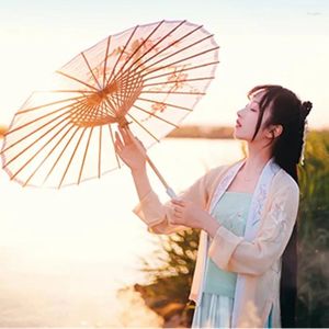 Guarda-chuvas papel oleado dobrável guarda-chuva de madeira chuva mulheres decoração transparente dança peônia flor chinês japão guarda-sol