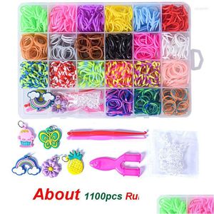 Charme Pulseiras 24 Grades Colorf Bands Set Candy Color Pulseira Fazendo Kit DIY Borracha Tecido Meninas Artesanato Brinquedos Drop Delivery Dhn1C