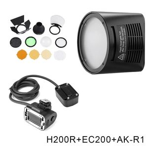 Väskor Godox AD200 V1 Pro Glash Accessory Witstro H200R Rund Flash Head och EC200 Förlängningshuvud AKR1 Färgtemperaturreflektor