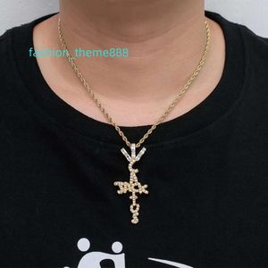 Designer Hip Hop Shiny Cuban Chain Necklace Ice Chain Punk Cross Pendant Full Of Diamond Moissanite Dance Jewelry Gifts for Men and Women