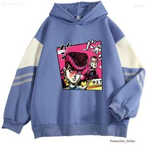 Felpe con cappuccio da donna Harajuku Autunno/inverno Jojos Bizzare Adventure Anime Stampa Felpa con cappuccio in pile Maglione estetico casual Pullover da uomo/donna Loose Ess 4343