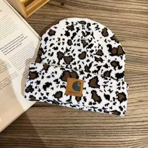 Carharttly Gothic Cow Pattern Wool Acrylic Knitted Hat Women Beanie Winter Warm Beanies Grunge Hip Hop Casual Outdoor Cap